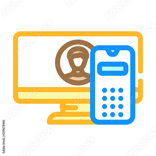 desktop computer phone color icon vector illustration