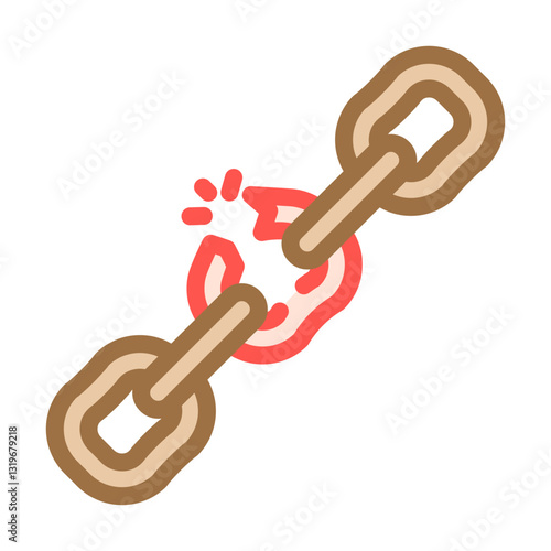 broken chain link fracture color icon vector illustration