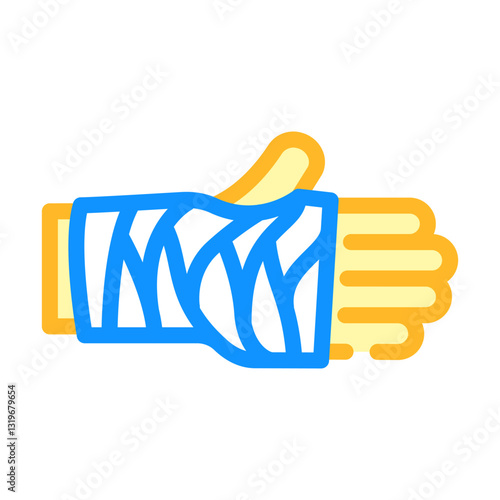 cast on arm fracture color icon vector illustration