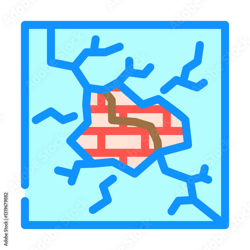 cracked wall fracture color icon vector illustration