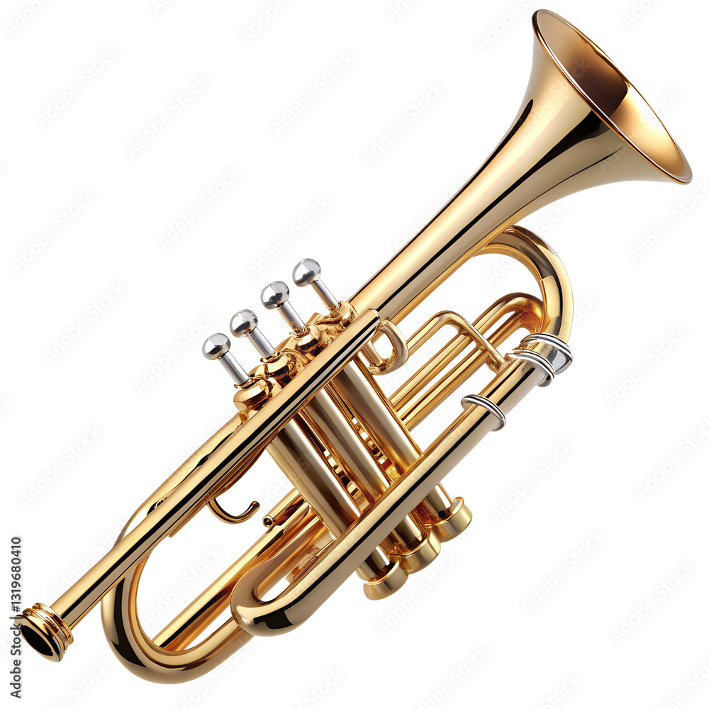 Obraz premium Gold trumpet isolated on black and white background