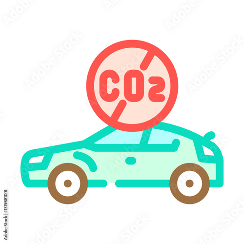 emission free car carbon color icon vector illustration