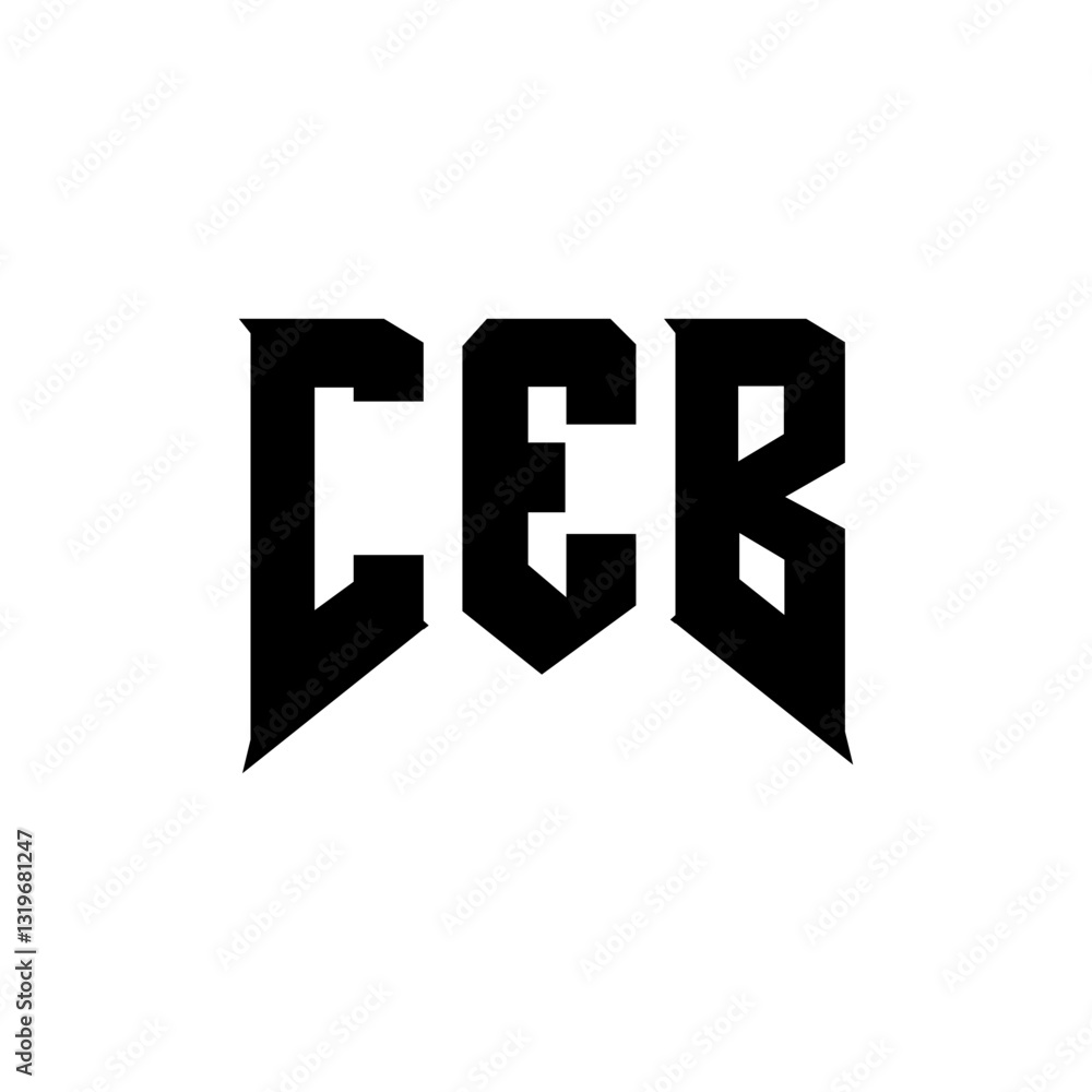 Obraz premium CEB letter logo design for technology company. CEB logo design black and white color combination. CEB logo, CEB vector, CEB design, CEB icon, CEB alphabet. CEB typography logo design.