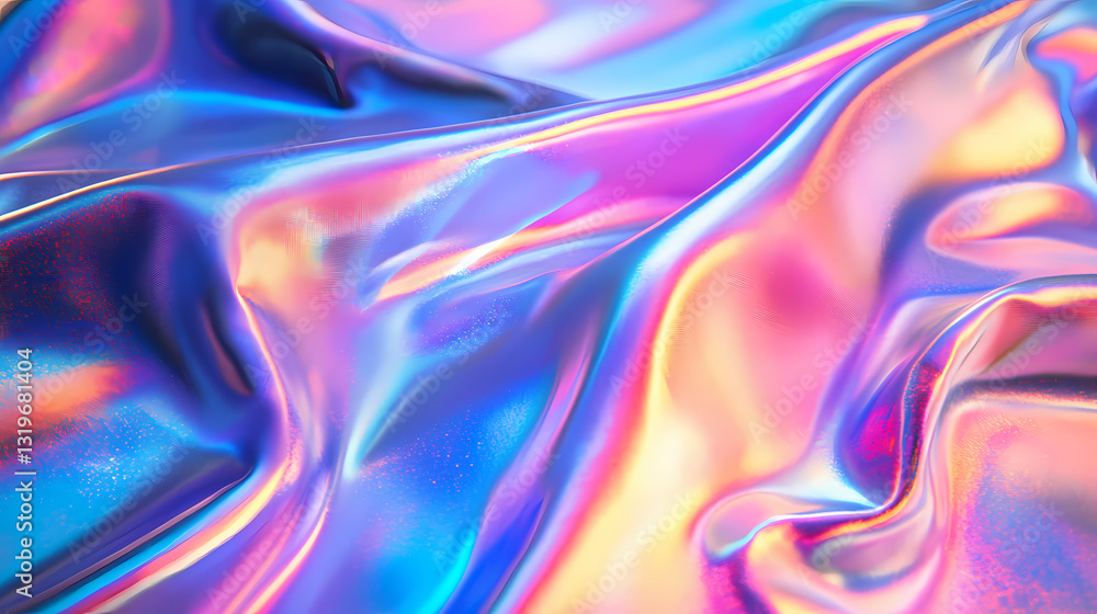 Abstract iridescent fabric with a holographic sheen and a captivating interplay of colors, creating a mesmerizing visual spectacle. Holographic Sheen. Illustration Abstract iridescent fabric with a holographic sheen and a captivating interplay of colors, creating a mesmerizing visual spectacle. Holographic Sheen. Illustration