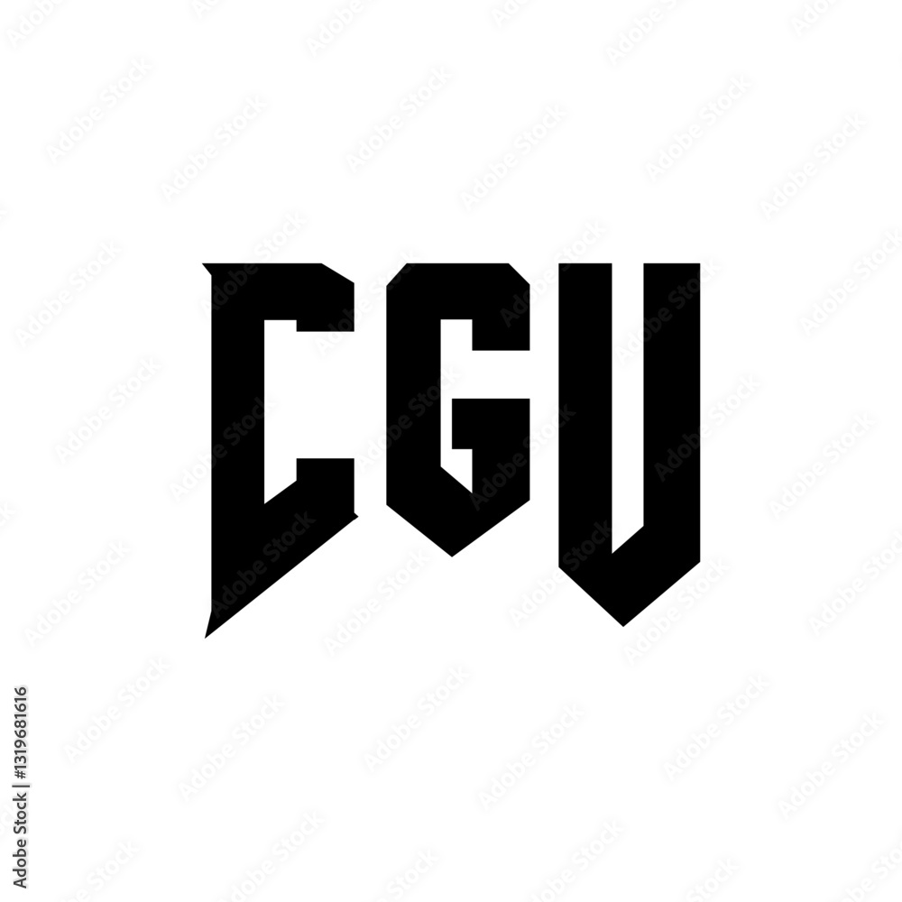 Obraz premium CGU letter logo design for technology company. CGU logo design black and white color combination. CGU logo, CGU vector, CGU design, CGU icon, CGU alphabet. CGU typography logo design.