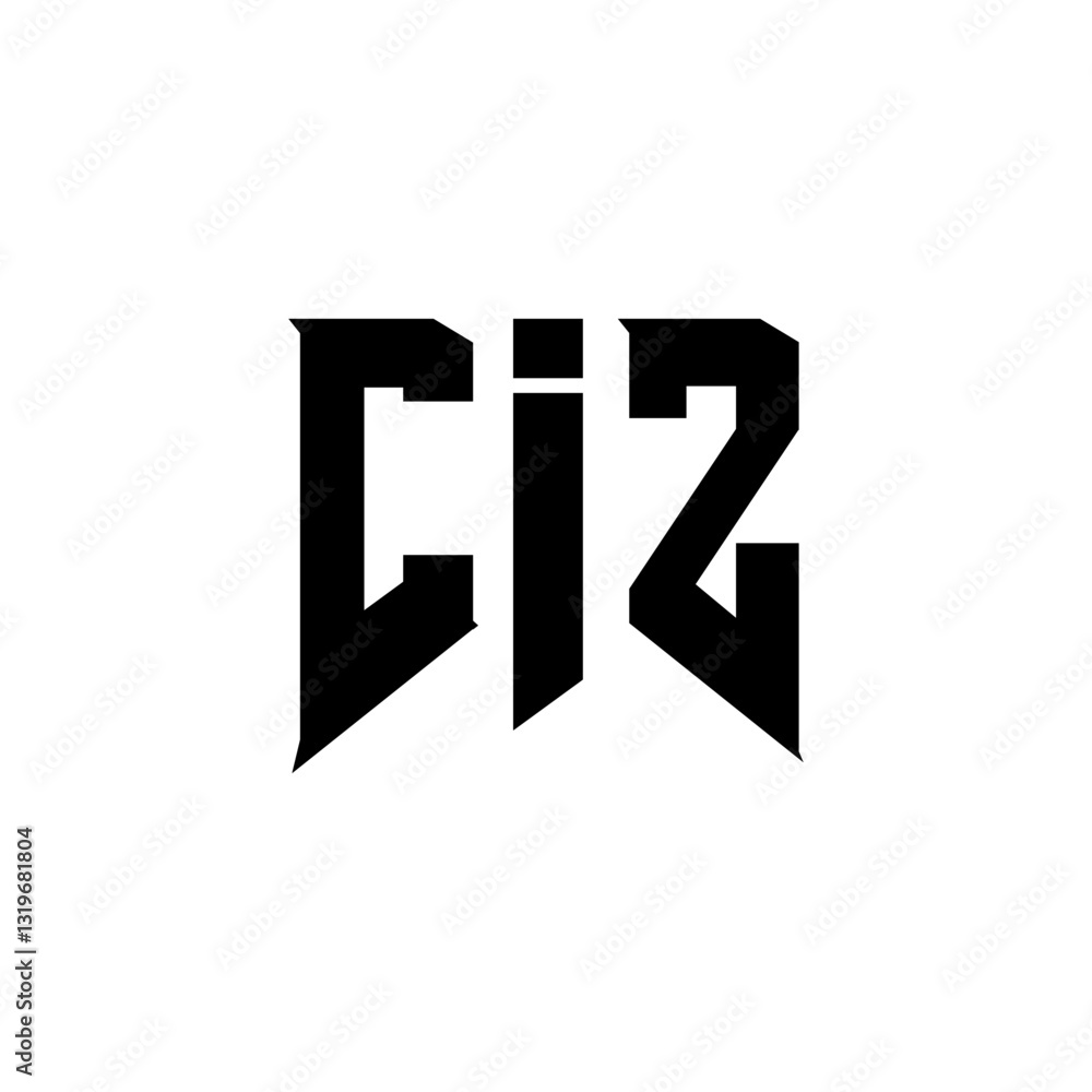 Obraz premium CIZ letter logo design for technology company. CIZ logo design black and white color combination. CIZ logo, CIZ vector, CIZ design, CIZ icon, CIZ alphabet. CIZ typography logo design.