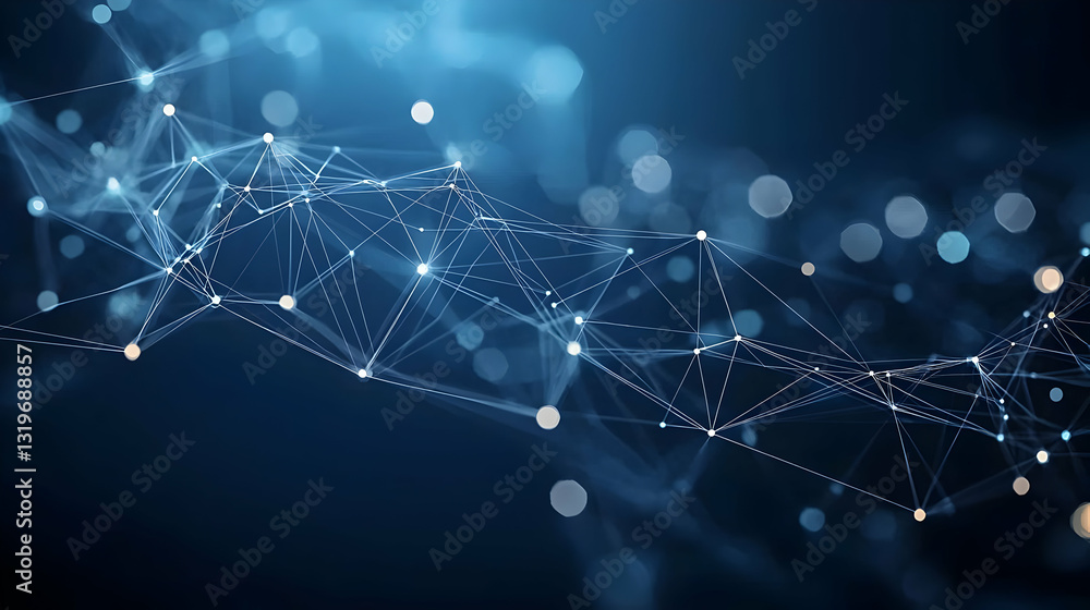 Abstract Digital Network Connecting Dots and Lines with Blue Tones on a Dark Background Representing Modern Technology Abstract Digital Network Connecting Dots and Lines with Blue Tones on a Dark Background Representing Modern Technology