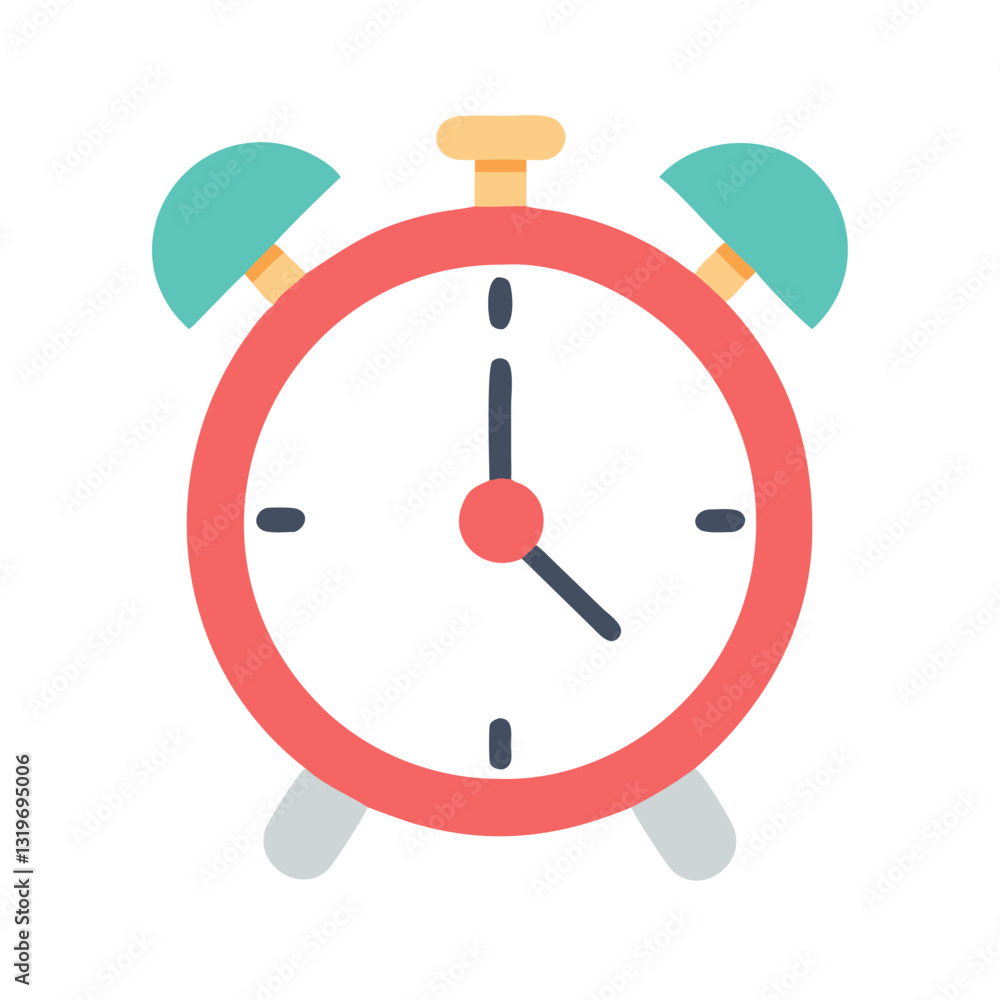 Flat Style Alarm Clock Icon for Time Management, Wake-Up Routine, and Productivity Flat Style Alarm Clock Icon for Time Management, Wake-Up Routine, and Productivity