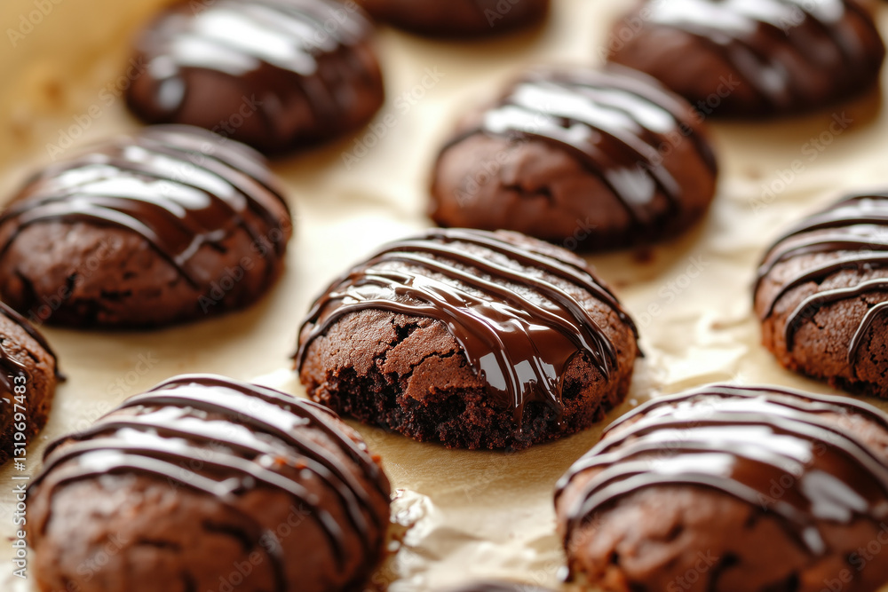 Chocolate buckeye brownie cookies with ganache drizzle Chocolate buckeye brownie cookies with ganache drizzle