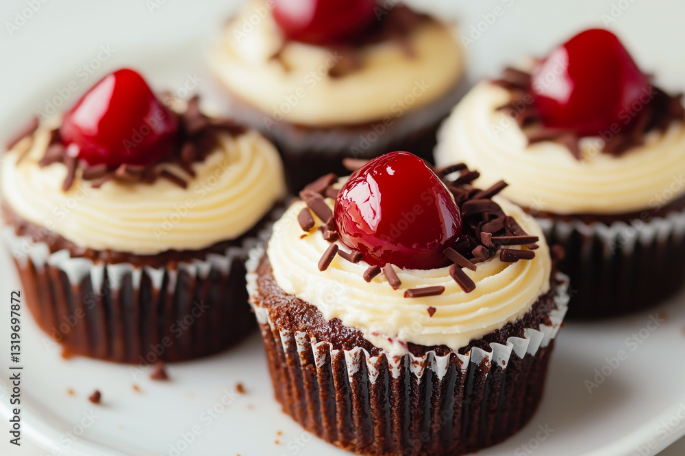 Black Forest cupcakes with cherry and chocolate sprinkles Black Forest cupcakes with cherry and chocolate sprinkles