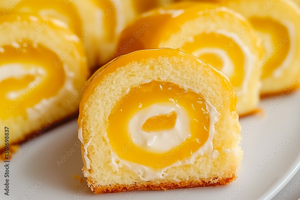 Lemon roll cake with cream filling Lemon roll cake with cream filling