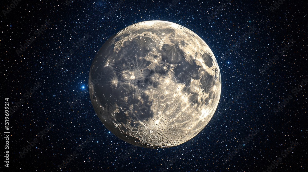 Gibbous Moon in Starry Night Sky Gibbous Moon in Starry Night Sky