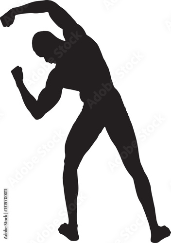 vector; silhouette of back view of muscular man posing