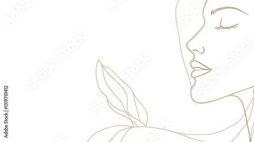 Minimalist line art of a woman's face for beauty and wellness