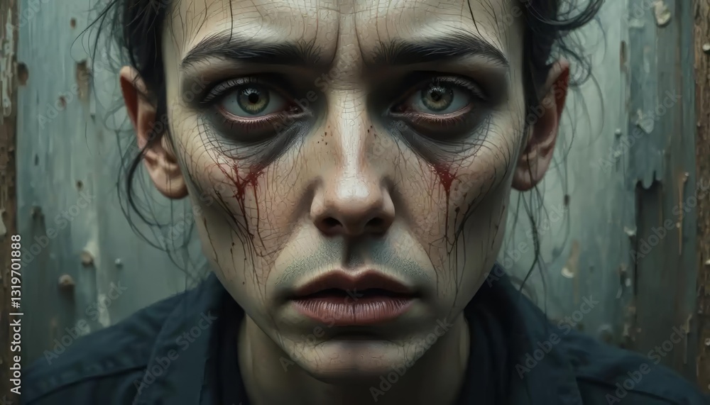 Fototapeta premium Raw Expressionist Portrait Sad