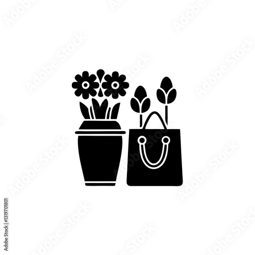 creative details flower shop icon vector Illustration