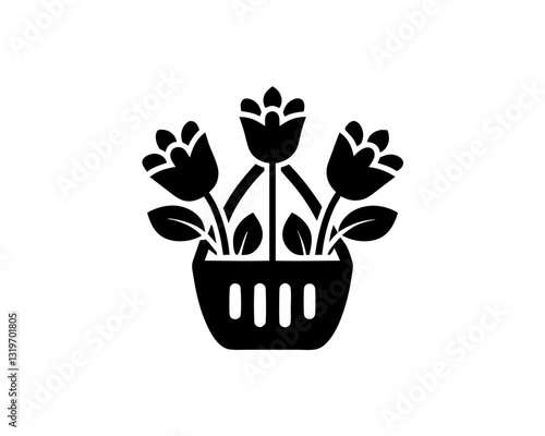 creative details flower shop icon vector Illustration