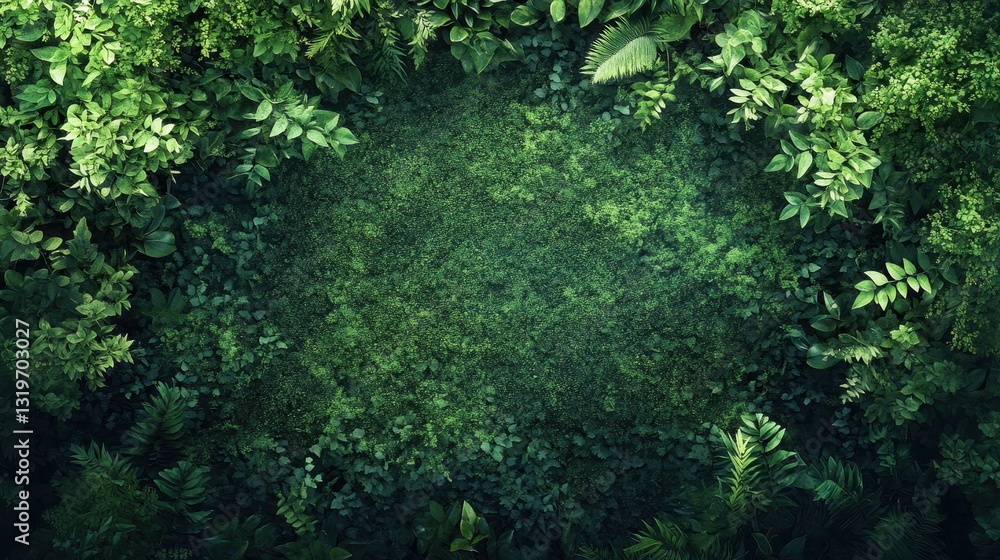 Obraz premium Lush green foliage background with dense leaves and vibrant natural texture