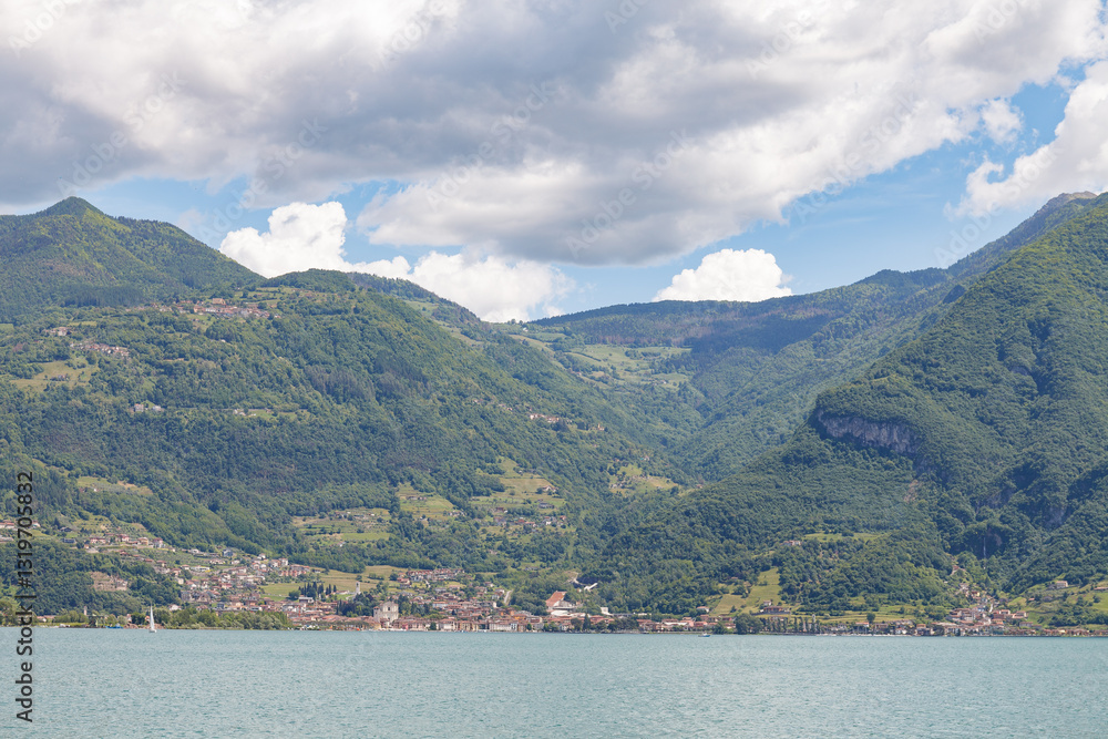 Landscape of lake Iseo in Italy