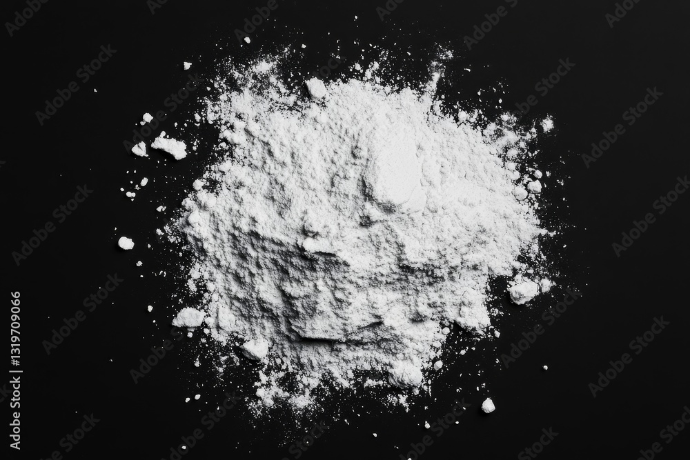 White powder pile, dark background, texture, food White powder pile, dark background, texture, food