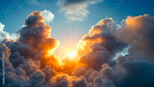 Majestic Sunset Through Clouds: A Breathtaking Celestial View
