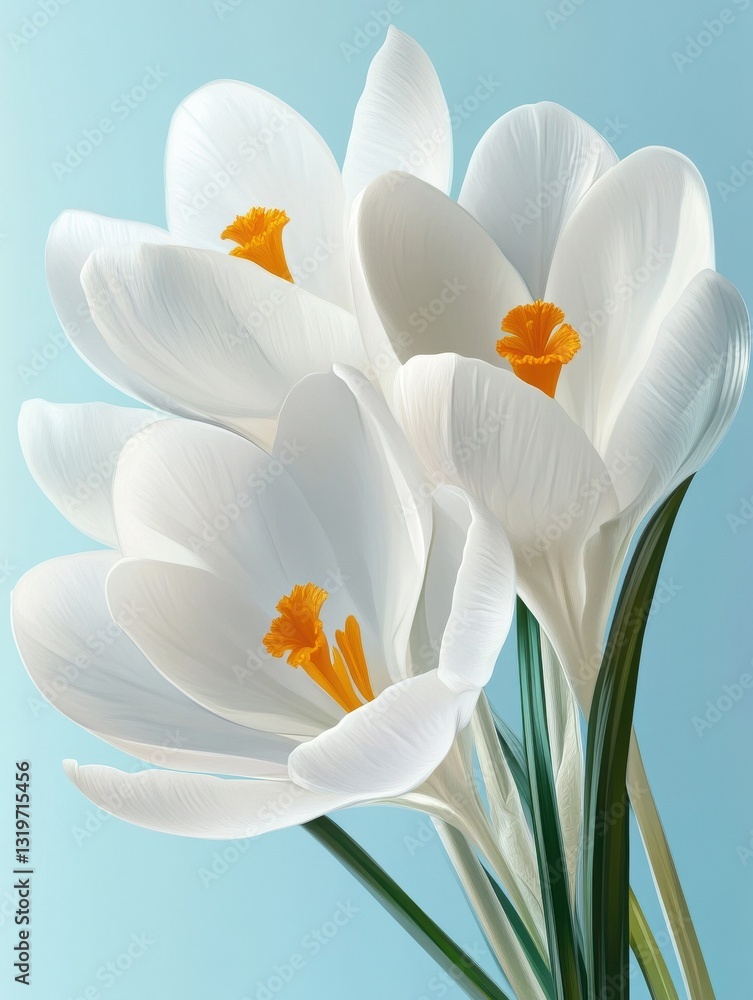 Obraz premium white crocus flowers on bright background with a spring time vibe