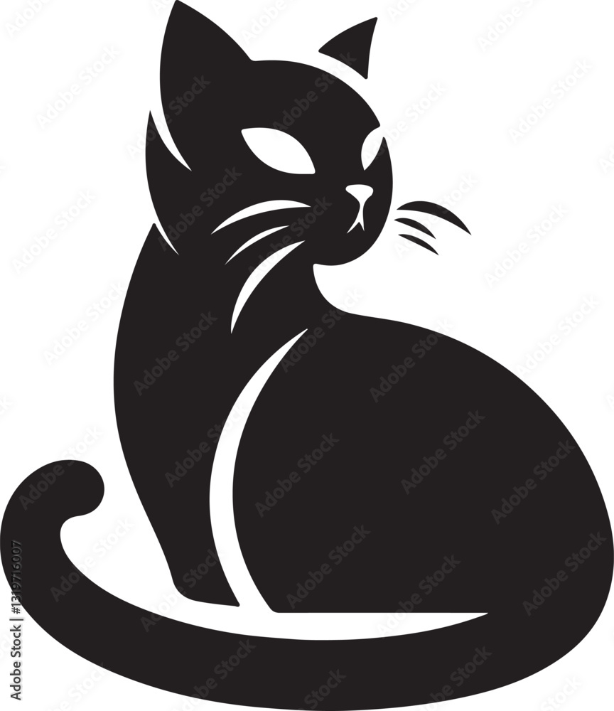 Obraz premium Vector cat silhouette black and white 