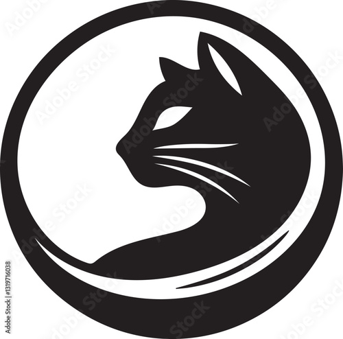 Vector cat silhouette black and white	