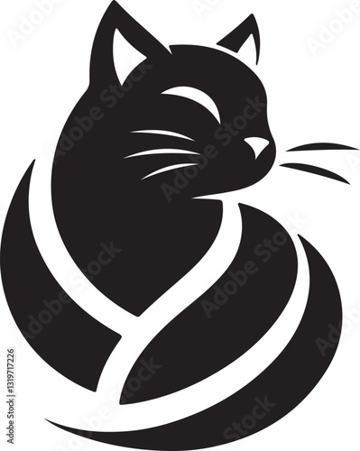 Vector cat silhouette black and white	