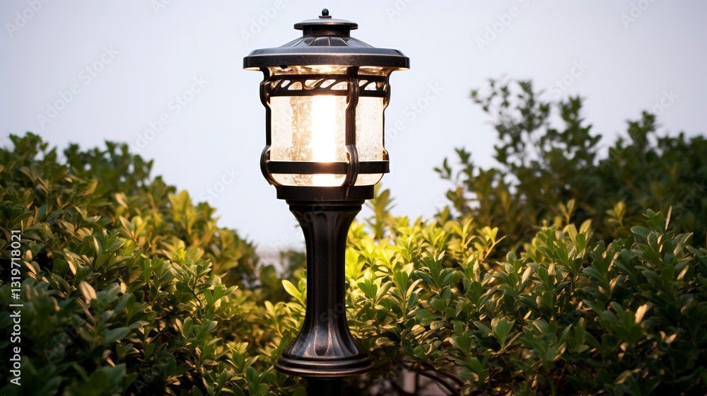 A photo of a solar-powered garden light A photo of a solar-powered garden light