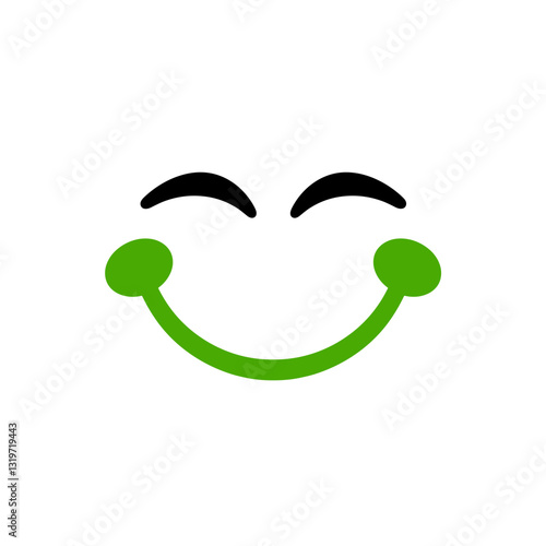 Smiling face icon expressing joy and friendliness on white background, positivity
