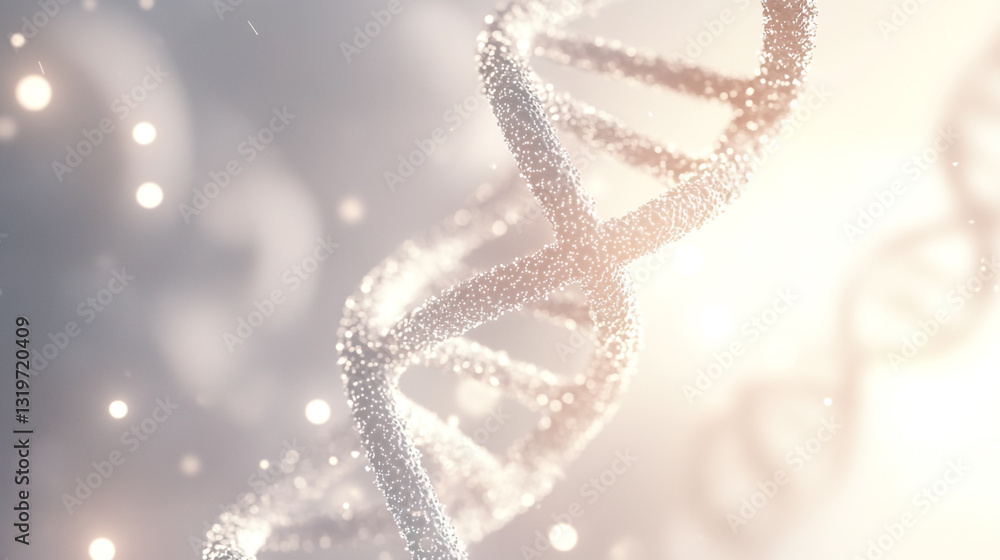 A detailed macro view of a glowing, crystalline DNA helix against a soft, Intricate DNA Strands in Minimalist Space, A detailed macro view of a glowing, crystalline DNA helix against a soft, Intricate DNA Strands in Minimalist Space,