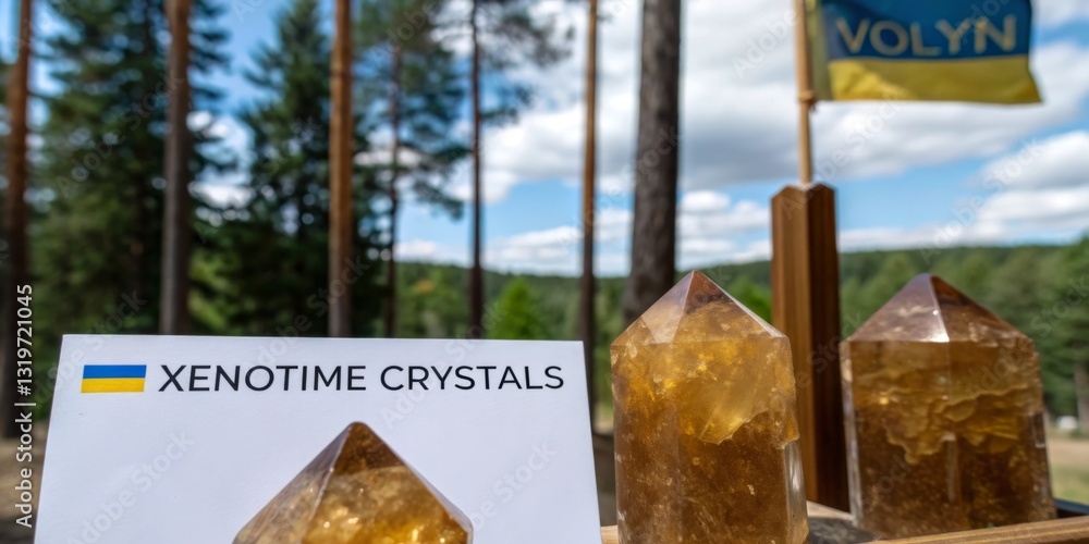 Display of xenotime crystals in Volyn region showcasing natural beauty and geological wonders