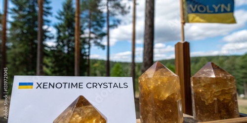 Obraz na płótnie Display of xenotime crystals in Volyn region showcasing natural beauty and geological wonders w salonie
