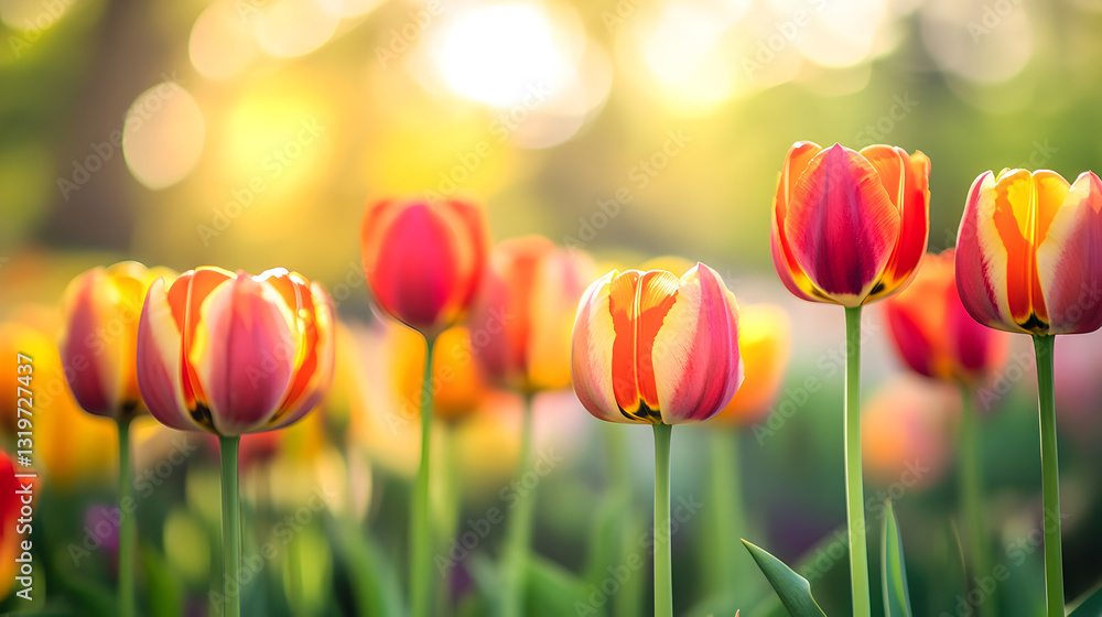 Vibrant Tulip Field in Full Bloom Vibrant Tulip Field in Full Bloom