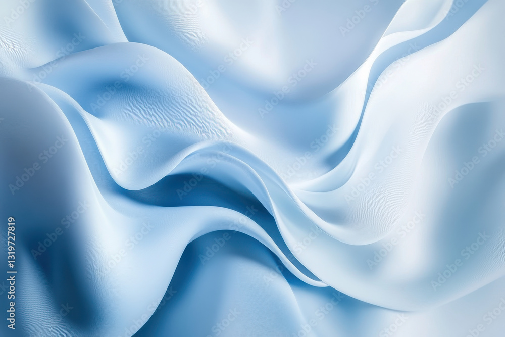 Obraz premium Abstract composition with smooth brush strokes in light blue and white evoking calmness and depth