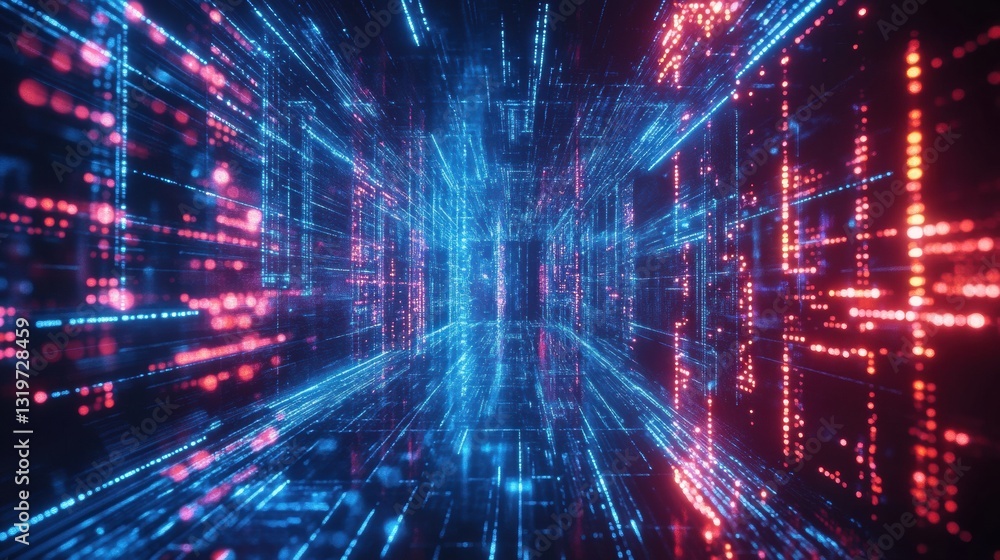 Fototapeta premium AI-Powered Deep Learning System Analyzing Massive Data