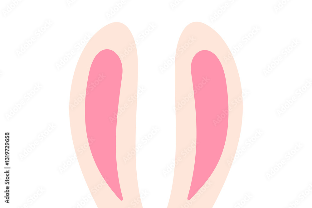 Cute rabbit ears in flat design style isolated on white background. Perfect for Easter decoration, party props, or costume elements. Simple cartoon rabbit ears illustration for children's design Cute rabbit ears in flat design style isolated on white background. Perfect for Easter decoration, party props, or costume elements. Simple cartoon rabbit ears illustration for children's design