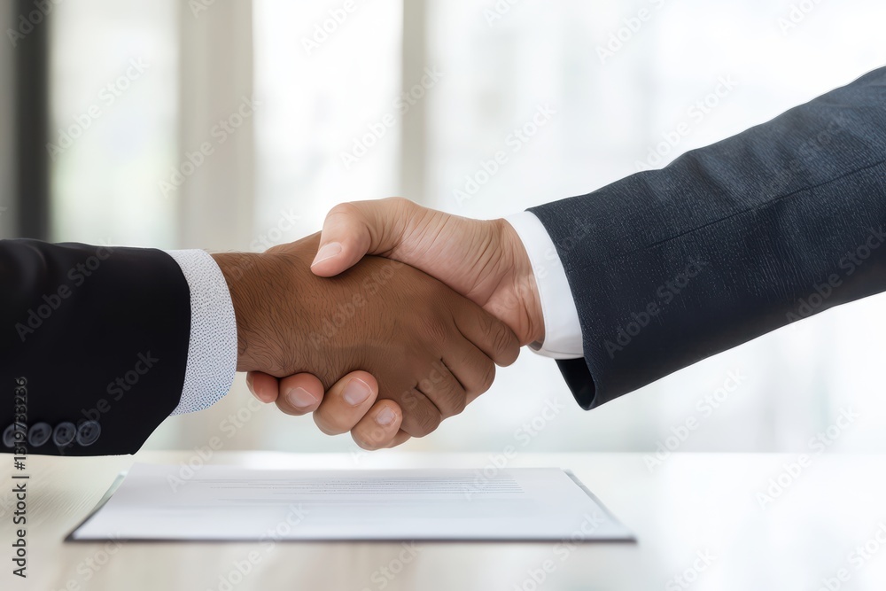 Business Partnership Handshake in Modern Office Environment Symbolizing Future Opportunities Business Partnership Handshake in Modern Office Environment Symbolizing Future Opportunities