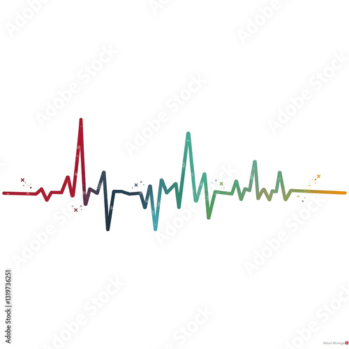 Color vector images of various medical charts (e.g. ECG graph) on white background.