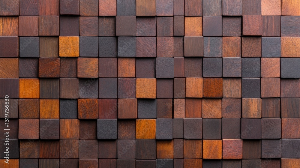 Abstract Wooden Cube Wall: A Textured Tapestry of Rich Browns and Deep Hues Abstract Wooden Cube Wall: A Textured Tapestry of Rich Browns and Deep Hues