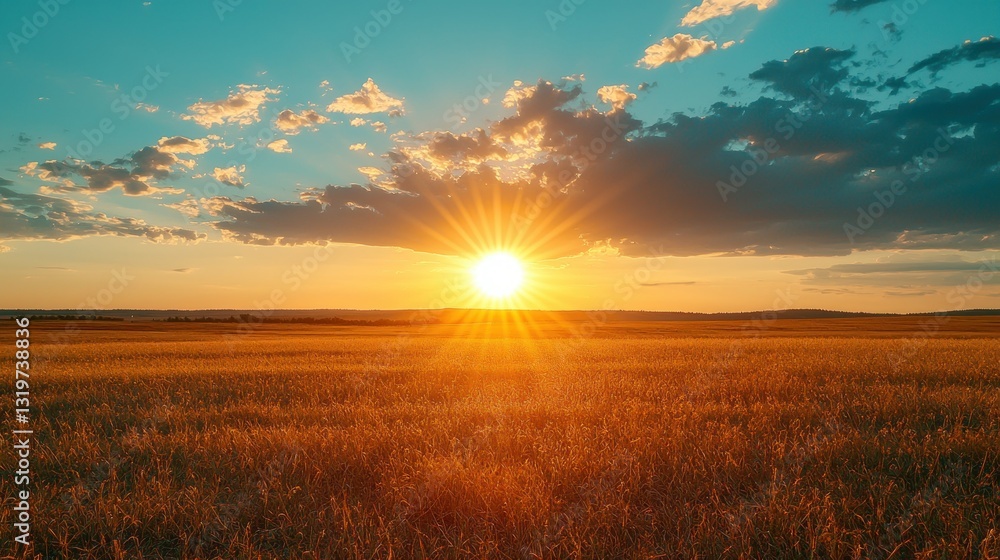 Golden sunset over a vast wheat field Golden sunset over a vast wheat field