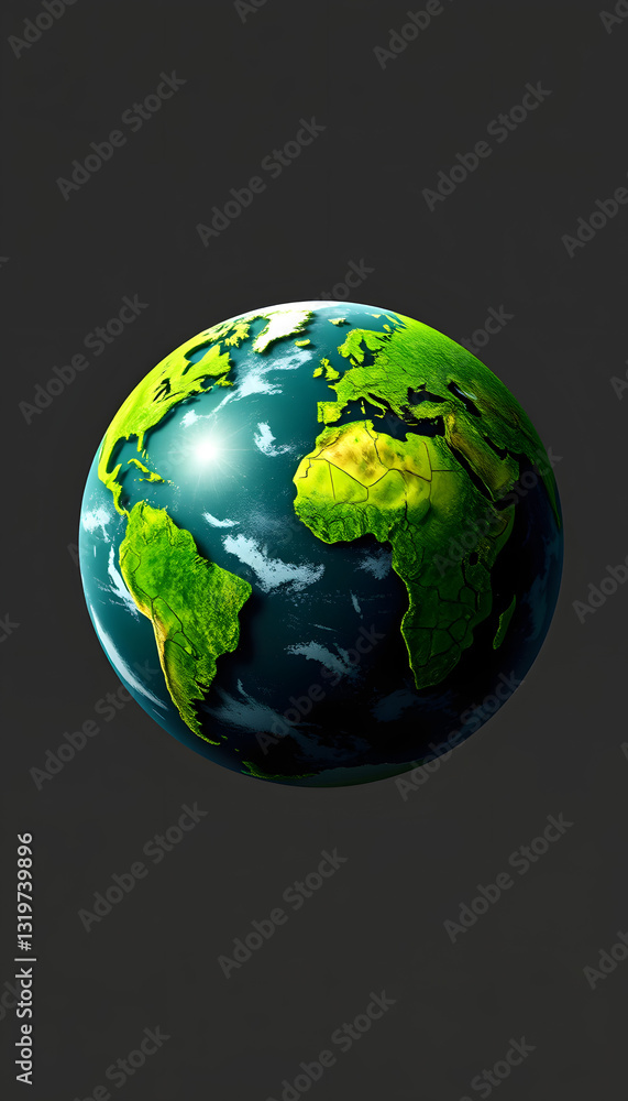 Green sustainable earth globe. Renewable energy transition concept , with white tonespng Green sustainable earth globe. Renewable energy transition concept , with white tonespng