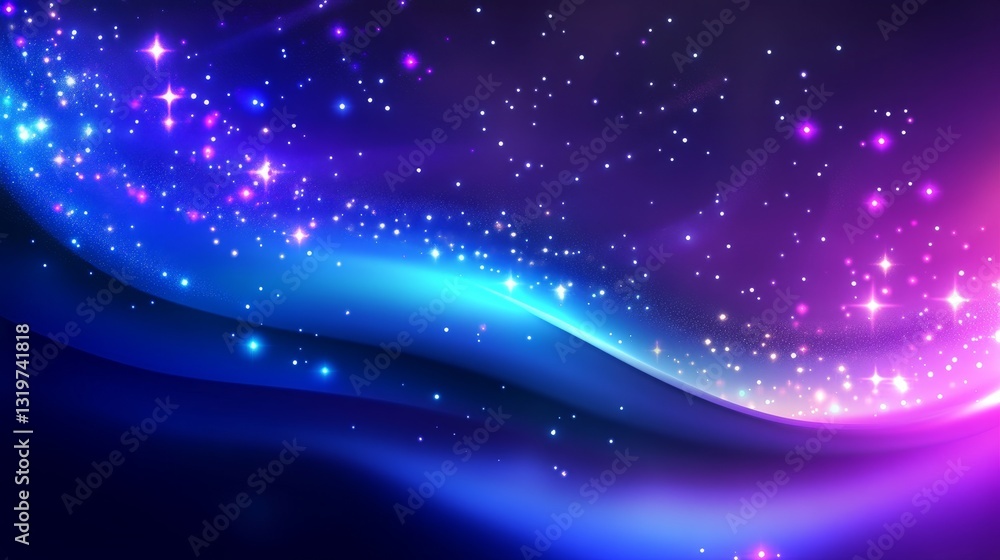 Obraz premium Colorful abstract background with flowing waves and sparkling stars creating a dreamy atmosphere