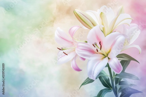Watercolor painting of easter lilies symbolizing purity and renewal. Generative ai illustrations
