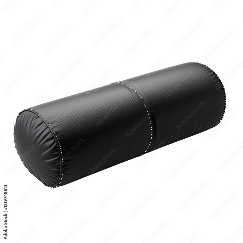 Black yoga bolster with reinforced stitching, isolated on a white transparent background. Black yoga bolster with reinforced stitching, isolated on a white transparent background.