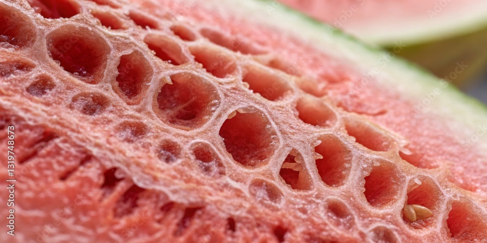 Close-up view of a ripe watermelon showcasing its unique texture and juicy interior