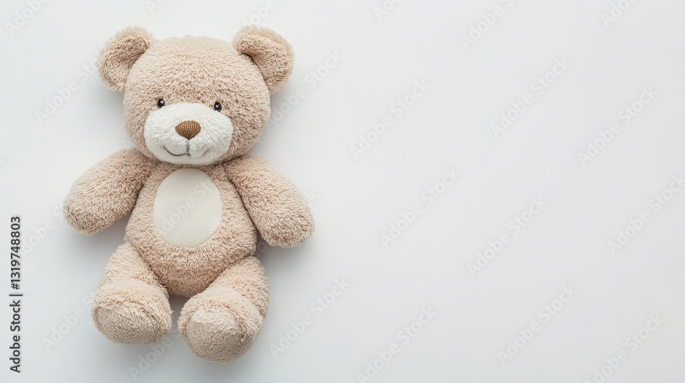 Teddy Bear Doll Sleeping on White Background - Top View
Teddy Bear Doll Sleeping on White Background - Top View
