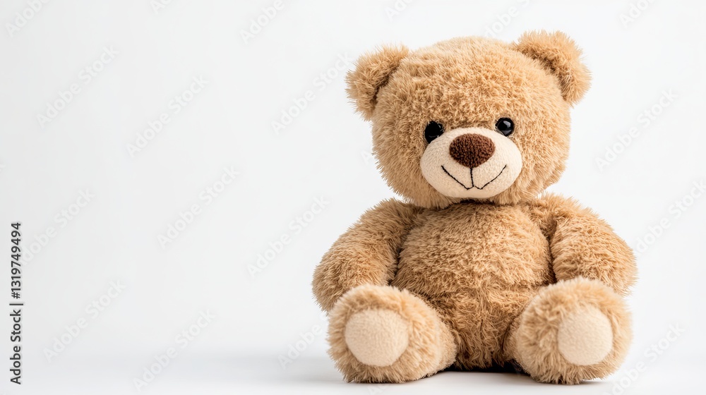 Fototapeta premium Cute Teddy Bear Plush Toy on White Background 