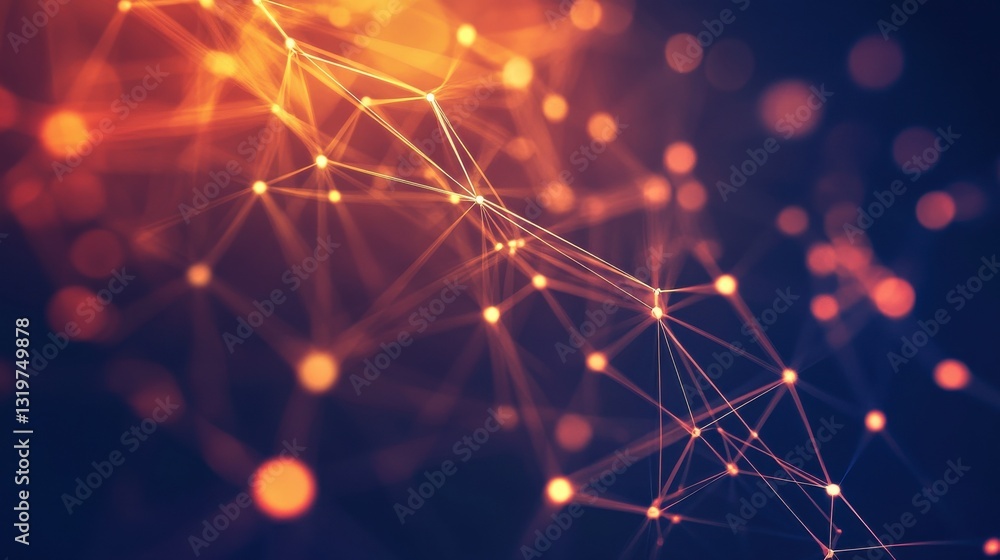 Fototapeta premium Abstract connected dots on bright background. Technology concept